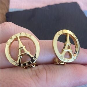 Celine Gold Paris Eiffel Tower Earrings